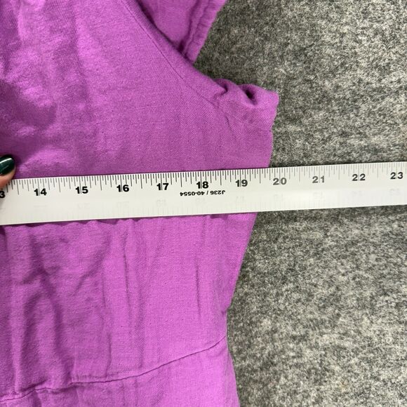 Time And Tru Dress Women  Large Purple Maxi Long Button Short Sleeve Belted - Picture 5 of 7